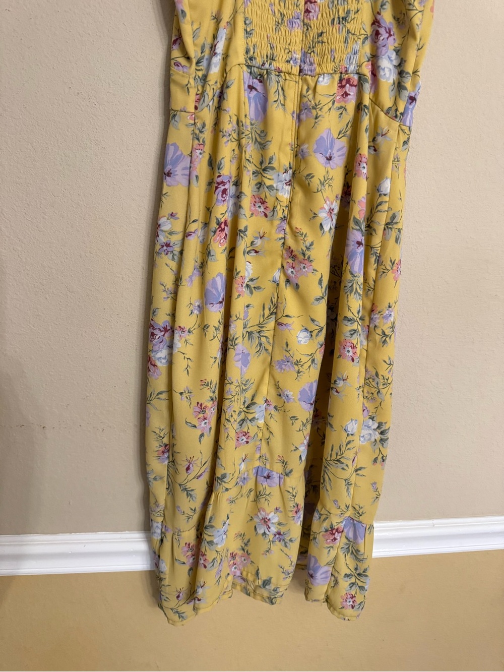 Abercrombie & Fitch Y2K Sun Dress Yellow Floral Prairie Cottage Size S Chiffon - Picture 10 of 15